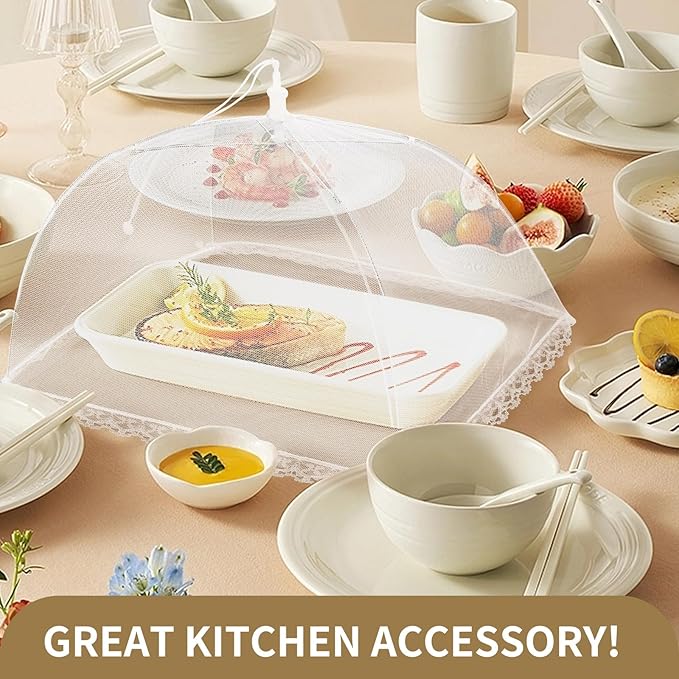 Food Covers Set, Food Tents for Outside, 1 Extra Large (40 x 23.6in) + 6 Large (17 x 17in) Mesh Food Covers for Outdoors, Screen Tent Nets for Party,Picnics,BBQ,Fruit Cover
