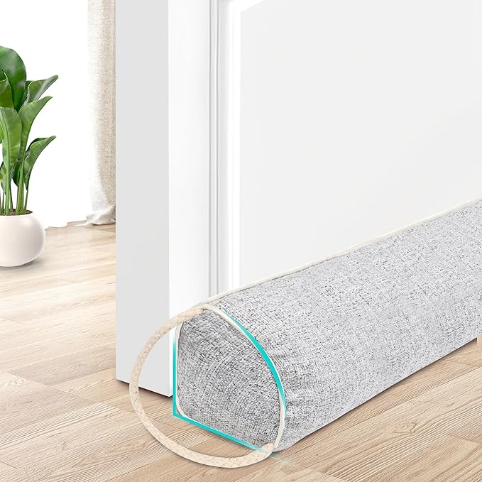TORRAMI Under Door Draft Stoppers 38 Inch, Heavy Triangle Stop Draft Block Cold Air/Wind/Breeze Noise Blocker Door Sweeps Weather Stripping Bottom Seal Light Gray