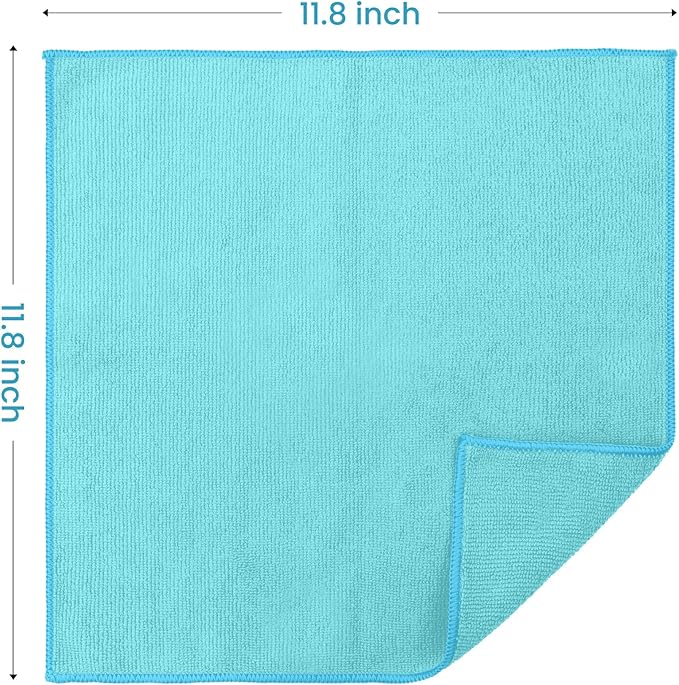 12 Pack Microfiber Cleaning Cloth, 3 Assorted Colors Cleaning Rags for Housekeeping, Colorful Reusable Microfiber Towels for Car, Kitchen, Bathroom and Household Cleaning Supplies, 11.8"X11.8"