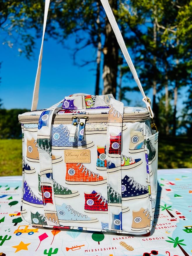 Kwang Min Insulated Insulated Cooler Bag,Reusable Large Lunch Bag for Women, Great for Outdoors,Camping,Party,Premium Quality,Adjustable Strap,Foldable