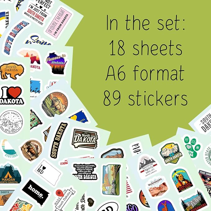 BulbaCraft Dakota Stickers for Water Bottle and Laptop - Dakota Party Favors & Decorations, Waterproof Vinyl Decals, State Pride and Icon Stickers, Gifts for Women & Men