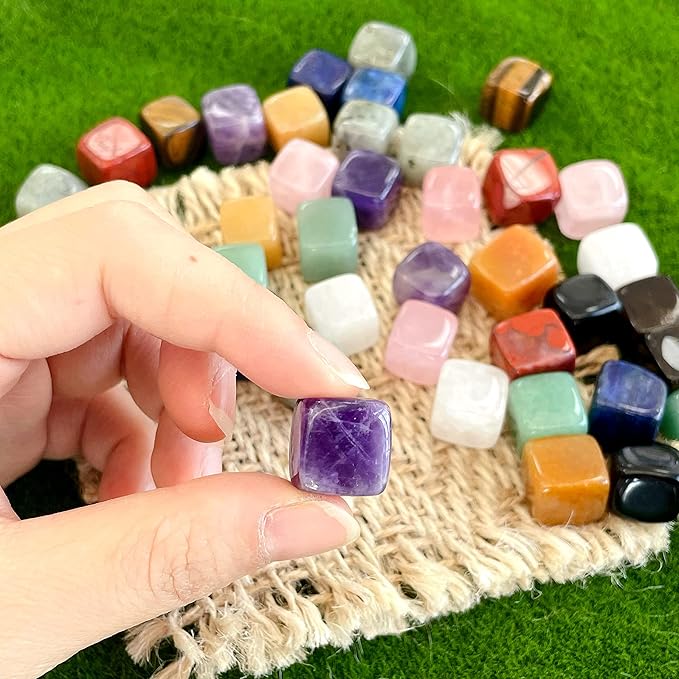 DUQGUHO 30 Pcs Healing Crystal Chakra Stones Set - Polished Tumbled Stones - Bulk Amethyst, Rose Quartz, Obsidian, Lapis Lazuli, Clear Quartz, Green Aventurine, Tiger Eye, Red Jasper