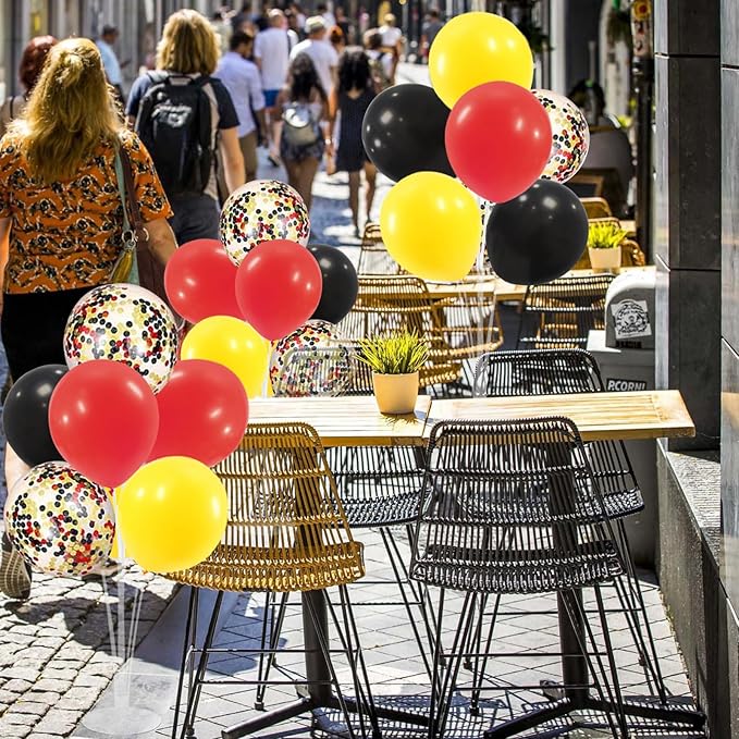 Red Yellow and Black Balloon Stand Centerpiece Table Decorations for Mouse Birthday Movie Night Party Decorations(Red yellow black set4)