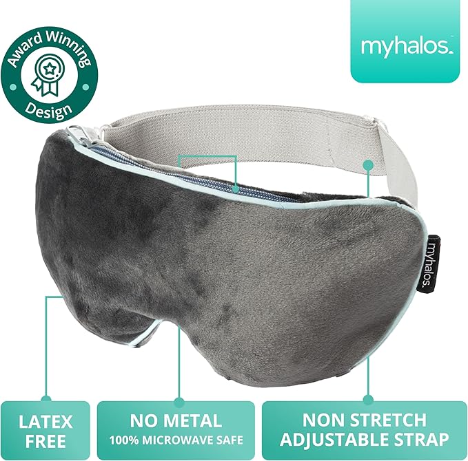 MyHalos® Eye Mask for Dry Eyes - Steam Warm Compress for Eyes - Remove Styes, Chalazion Therapy Warming and Heating Pad Hot Compress - Moist Heat Mask for Blepharitis & MGD