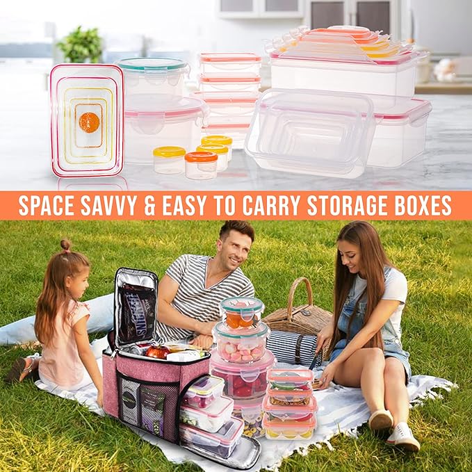 38 Pcs Large Food Storage Containers - 85 oz to Small Container Stackable Kitchen Storage Bowls Sets - BPA Free Leak-Proof Plastic Food Storage Containers with Lids Airtight - Microwave Freezer Safe