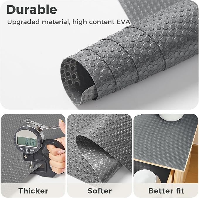 ALIUNI 100% EVA Shelf Liner for Kitchen Cabinet, 18" x 120" Drawer Liners Non Adhesive Non Slip Waterproof Plastic Paper, Dresser Pantry Bathroom Refrigerator Protector, Grey