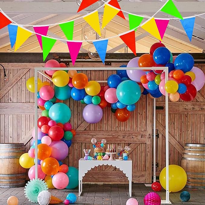 BEISHIDA 200ft 120pcs Colorful Pennant Banner Flags, Reusable Multicolor Bunting String Triangle Flags, Kids Birthday, Garland for Grand Opening, New Year Celebration Supplies, Indoor and Outdoor Events