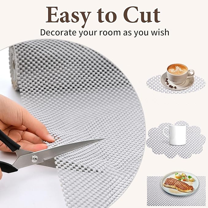 Shelf Liners for Kitchen Cabinets Non Adhesive Shelf Liner Paper Non-Slip Thickened Drawer Liner Easy to Clean for Tool Box Refrigerator Grey 17.3 x 236.2 in