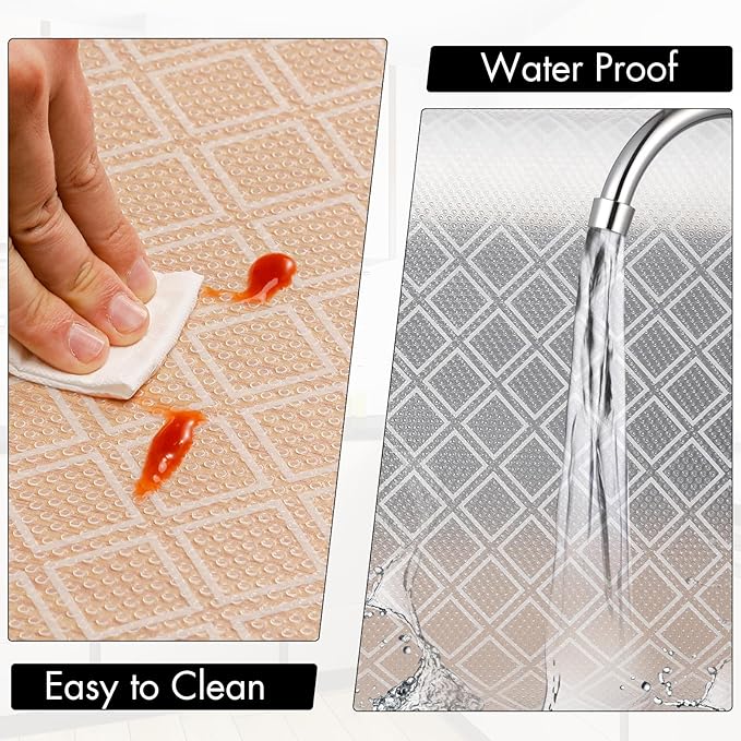 Cooyes Shelf Liners for Kitchen Cabinets – Non-Adhesive Drawer and Cabinet Liner, Waterproof and Oil-Proof Kitchen Cupboard Shelf Paper, EVA Material Fridge Liner for Refrigerator – Modern Pattern