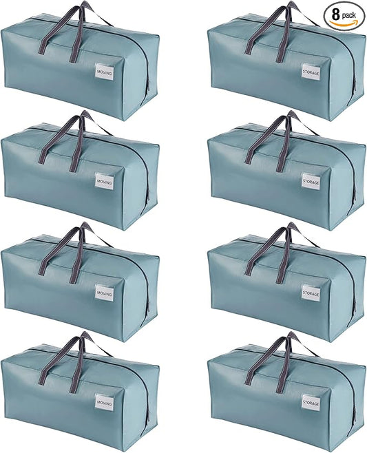 VENO 8 Pack Heavy Duty Moving Bags with Backpack Straps, Zippers & Handles, Extra Large Packing Bags for College Dorm Essentials, Moving Supplies Alternative to Cardboard Moving Boxes