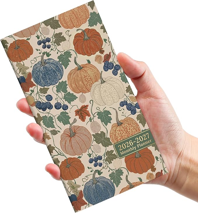 Pocket Calendar 2026-2027 for Purse, Two Year Monthly Planner Pocket Size, Jan 2026 to Dec 2027 Monthly Planner Small Size (6.5" x 3.5") - Pumpkin Patch
