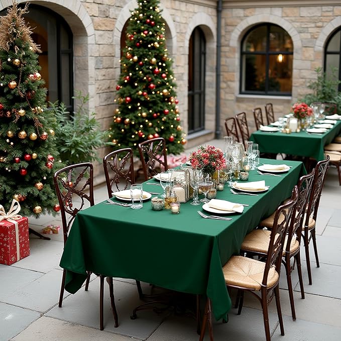sancua Tablecloths for 6 Foot Rectangle Tables, 8 Pack - Washable Polyester Fabric Table Cloth for Chirstmas Party, Birthday, Banquet Reception, 54x108 Inch Hunter Green