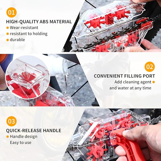 Bike Chain Cleaner Tool Kit – Transparent Bicycle Chain Cleaning Machine with Built-in Brushes, Quick Deep Clean Chain Washer for Mountain & Road Bikes