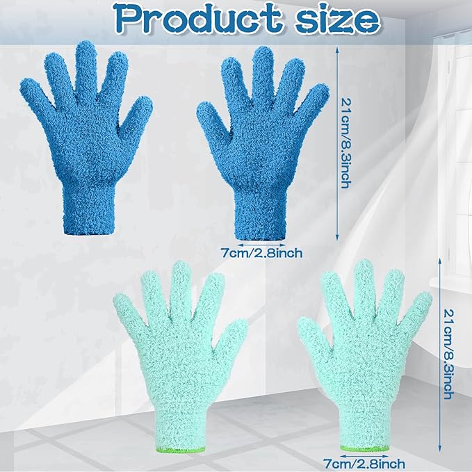 Potchen 6 Pcs Microfiber Dusting Mitt Gloves Microfiber Washable Dusting Gloves Car Wash Mitt for Leaf Cleaning Plant