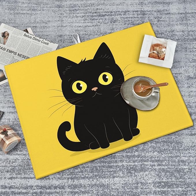 Cat Dish Drying Mat for Kitchen Counter Decor 18x24 Inch Floral Absorbent Reversible Microfiber Dish Drying Pad Flower Dish Drainer Rack Mats for Coffee Bar