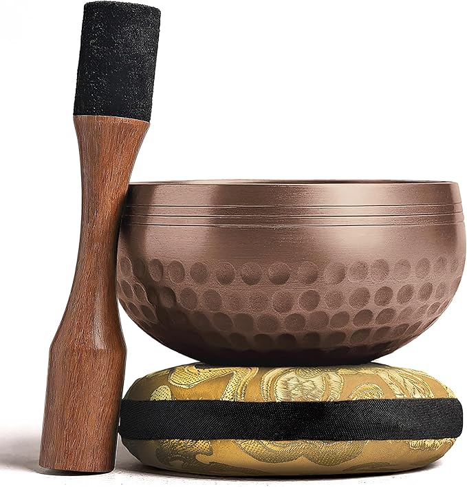 Tibetan Singing Bowl Set – Authentic Plain Design – Sound Bowl & Meditation Bowl with Cushion, Mallet & Guide – Sound Healing Bowls – Yoga Accessories for Relaxation – Therapeutic Harmony