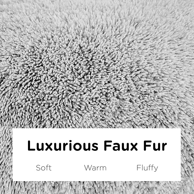 Codi Faux Fur Floor Pillows, Fluffy Large Round Cushions Sitting for Adults, Decorative Fuzzy Pillow for Fireplace,Dog Beds, Christmas, 32 Inch, Light Grey