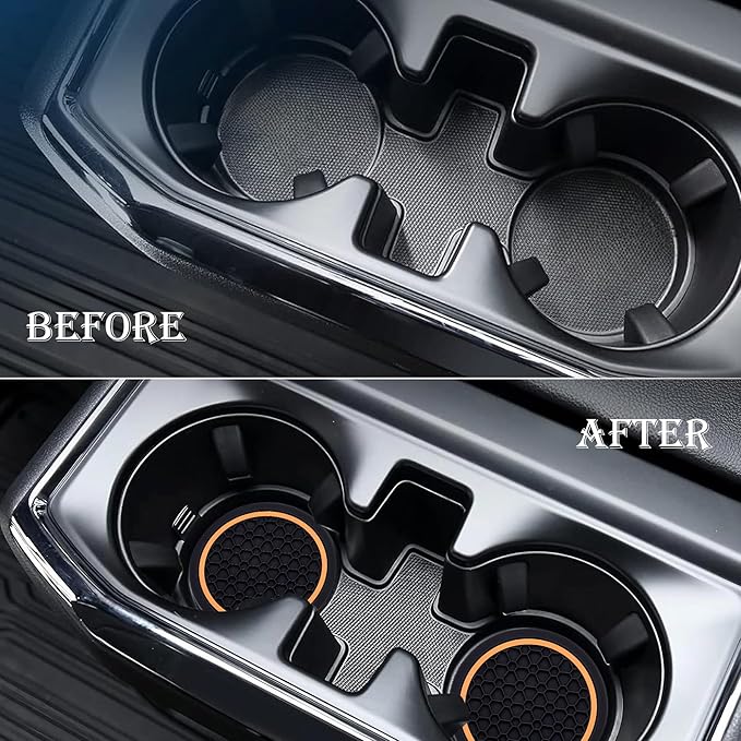 2-Piece Anti-Slip Car Cup Coaster Set – 2.75 Inch Auto Insert Drink Mats, Perfect for Coffee & Beverages – Stylish Interior Decor for Women & Girls (Black & Orange)