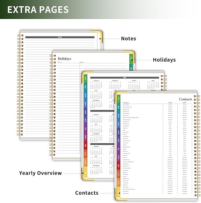 Planner -2026, Hardcover Weekly & Monthly Calendar Planner, January 2026 - December 2026, 6" x 8", Daily Agenda Book with Colorful Tabs, College Organizer Notebook, School & Work Supplies for Student Teacher Classroom