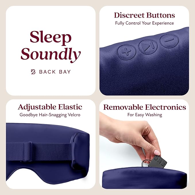 SilkSound 100% Mulberry Silk Bluetooth Sleep Mask for Side Sleepers, Sleeping Eyemask with Bluetooth Headphones, Eye Mask Headphones, Sleep Headphones for Side Sleepers, White Noise Head Phones