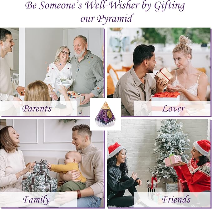 Orgone Pyramid of Success, Amethyst Orgonite Pyramid, Reiki Energy Generator for Healing, Meditation, and Positive Energy