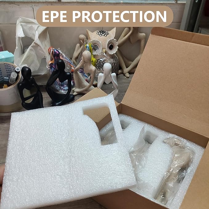 Thinker Statues and Sculptures,Sandstone Resin Thinker Statue Ornaments, Abstract Style Sculptures, Housewarming Gifts, Home Decorations, Living Room Desk Decor (White)