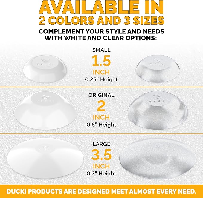 Ducki Door Stop Wall Protectors, 6 Pack Clear, Self Adhesive Reusable Solution for Stopping Wall Damage & Noise from Doors, Refrigerators, & in Your Home or Office, Durable Shock Absorbent & Discreet