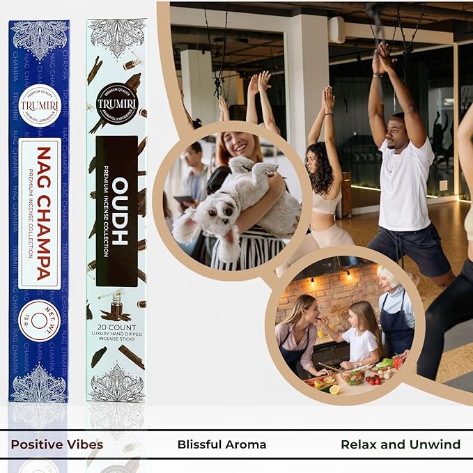 Trumiri Incense Sticks - Combo Pack of 35 Insence-Sticks - 15 Nag Champa + 20 Oud - Insenses - Insents - Incents - Inscense - Incence - Incienso - All Natural Incense Sticks
