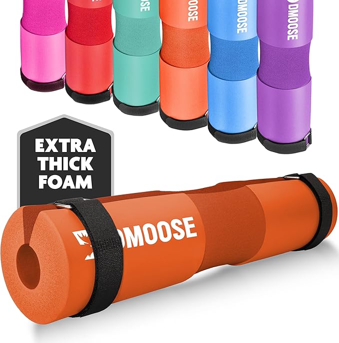 DMoose Fitness Barbell Pad for Hip Thrust, Squat & Lunges - Non-Slip Thick Foam Cushion for Neck and Back Support with Two Straps - Hip Thrust Pad for Leg Day - Fits All Olympic Bars and Smith Machine