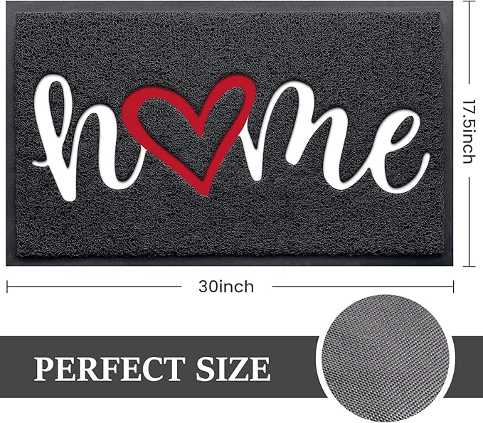 Door Mat, Welcome Mat Low Profile Floor Mat Front Doormat Indoor and Outdoor Doormat Non Slip Rugs for Entryway, Patio, High Traffic Areas (30"x17.5", Black-Home)