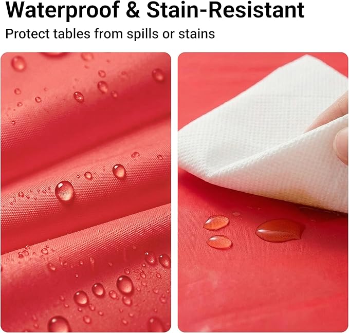 Auros Premium Plastic Tablecloths 10 Pack, 84'' Round Disposable Table Covers, Thick & Durable, Waterproof & Spill-Proof, Easy Cleanup for Parties, Wedding, Picnic, Party Red