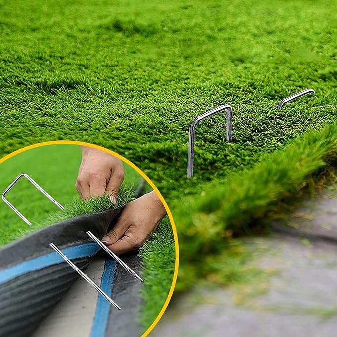 zevlux Landscape Staples 6 inch 50 Pack Galvanized Garden Stakes, 12 Gauge Heavy Duty Garden Pins for Fences, Lawns, Weed Barriers and Landscape Fabrics, Irrigation Hose,Yard Lawn, Landscape Fabric.