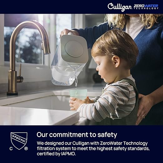 Culligan with ZeroWater Technology 10-Cup Water Filter Pitcher – Includes 5-Stage Advanced Water Filter, IAPMO Certified to Reduce Lead, Total PFAS, Mercury, Fluoride, and Chlorine - Sage
