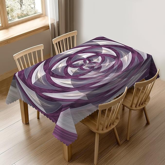 VIMPEYDON Fractal Table Cloth for Dining Tables, Reusable Sphere Blooming Flower Rose-Like Colored Image Different Details Tablecloths Decor Rectangle Table Cover for Kitchen, Holiday, Party, 54x72Inch