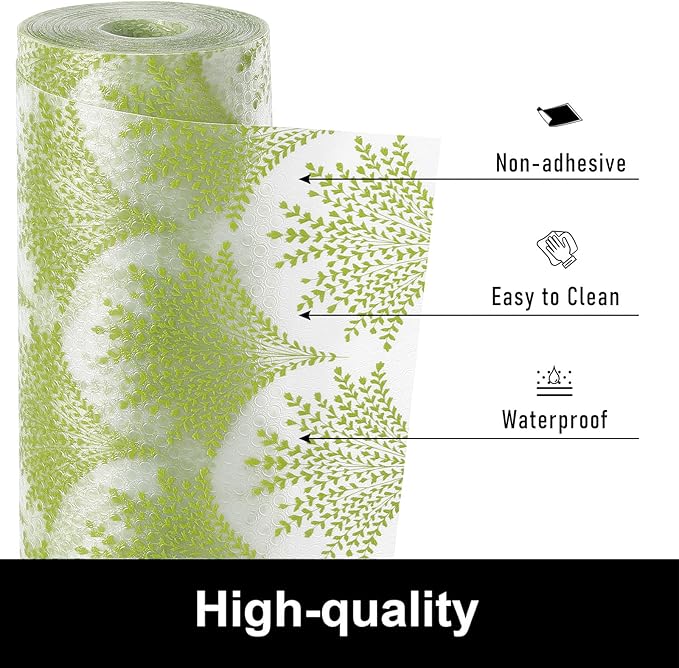 Cooyes Shelf Liners for Kitchen Cabinets, Refrigerator Liners Waterproof & Oil-Proof Kitchen Cupboard Liner Drawer Mats EVA Material Non Adhesive Fridge Liner for Shelves（23.6" W x 236" L）