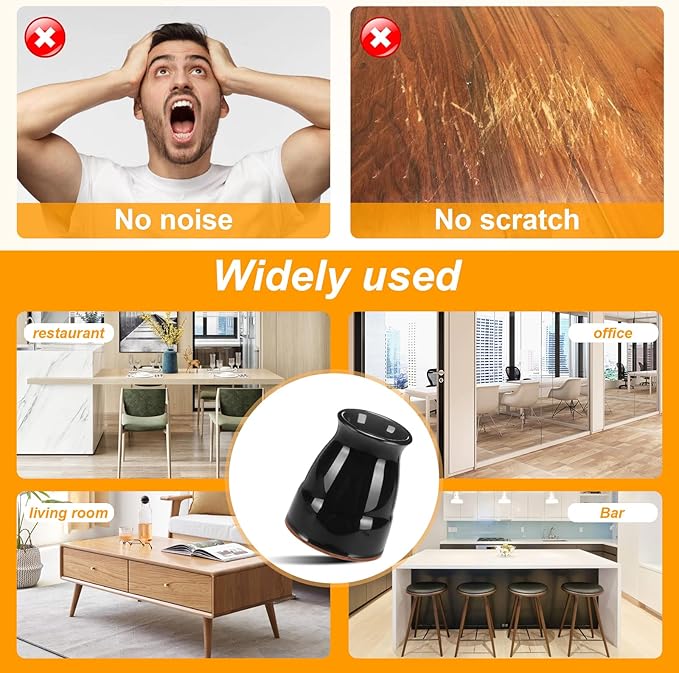 CHUNZEXI 36 Pack Extra Small Chair Leg Floor Protectors for Hardwood Floors, Silicone Felt Covers Pads Caps, Protect Wood Furniture Feet Floors Noise Reduce and Scratch (Universal X-Small & Black)
