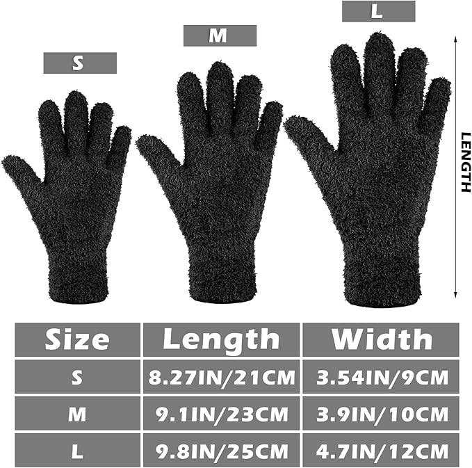 Patelai 3 Pairs Microfiber Plant Dusting Gloves Leaf Cleaning Gloves for Indoor Plants, Blinds, Furniture, House (Small, Black)