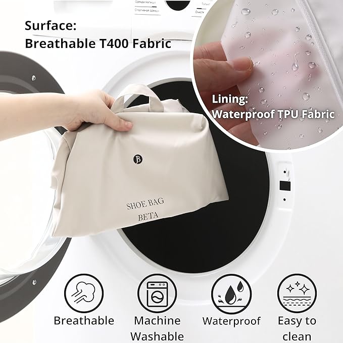 tianzong Shoe Bags for Travel, Water-resistant Shoe Storage Organizer with Zipper for Men and Women (Grey, T400-Beta)