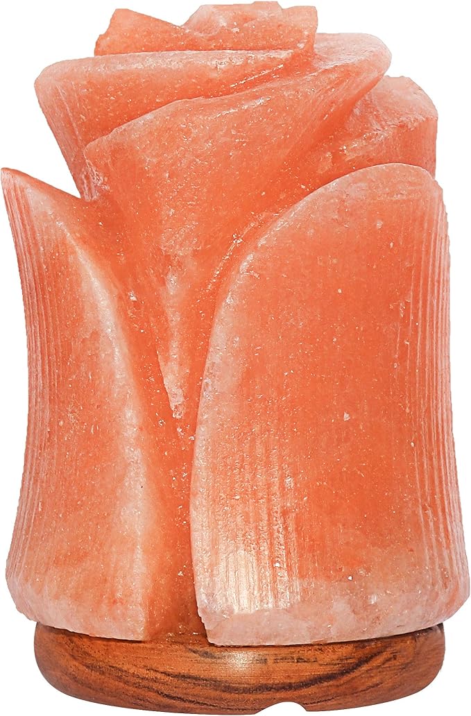 Spantik Tulip Shape Himalayan Pink Salt Lamp | Hand-Carved Rock Salt Flower Lamp | Natural Salt Night Light Desk Lamp for Home Office Decor | Himalayan Salt Lamps Sourced from Pakistan