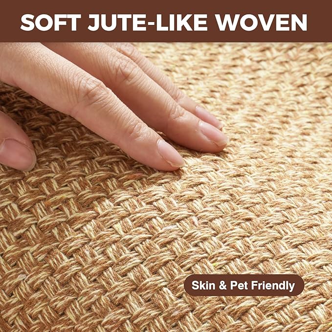 YDKGL Kitchen Runner Rugs Non Slip Washable Anti Fatigue, Super Absorbent 0.4" Thick Cushioned Long Kitchen Mats for Floor, Jute-Look Sink Floor Mat Laundry Standing Mat, Easy Clean, Brown 17"x59"