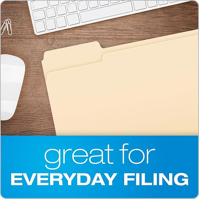 Pendaflex File Folders, 250 Bulk Pack, Durable Manila Folders, Letter Size (8.5" x 11"), 3 Tabs for Easy Labeling, Everyday Filing Essential for Offices, Classrooms & Home Document Organization