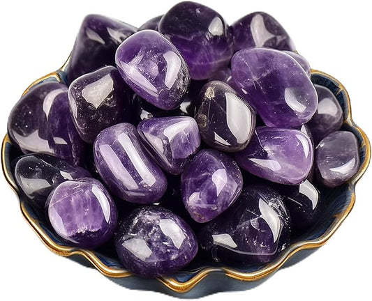 Polished Stone Set Amethyst Crystals, 0.8" Handpicked Tumbled Gemstones Rocks, Pebbles for Reiki, Chakra, Healing, Home Decor