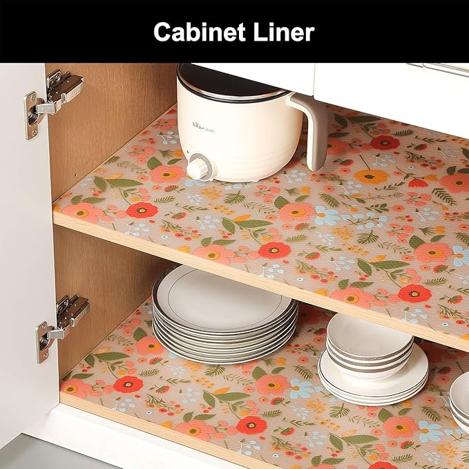 Cooyes Shelf Liner – Premium Non-Adhesive Cabinet & Drawer Liner for Kitchen – Waterproof Shelf Paper with Modern Pattern – Durable EVA Cabinet Mat – Easy to Cut (11.8" W x 360" L)