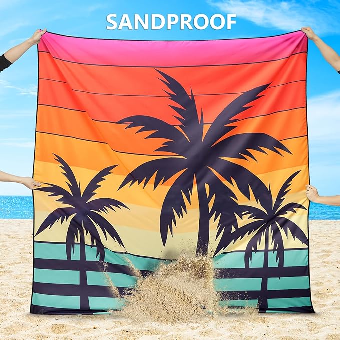 Beach Blanket Waterproof Sandproof Extra Large Beach Mat 79" X 83"/120"x108" for 1-8 Adults Quick Drying Durable Outdoor Picnic Mat for Beach Travel Camping Hiking