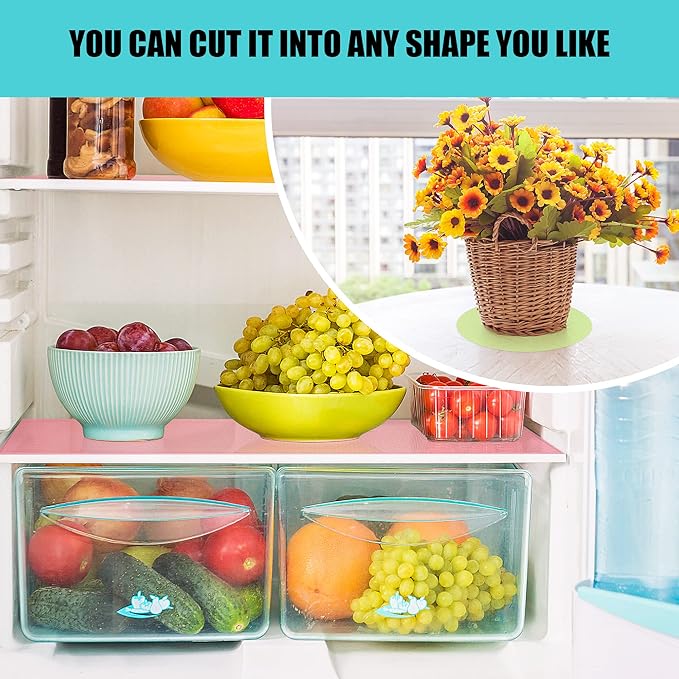 8 Pcs Refrigerator Liners Mats Washable, Refrigerator Mats Liner Waterproof Oilproof, Shinywear Fridge Liners for Shelves, Cover Pads for Freezer Glass Shelf Cupboard Cabinet Drawer (8 Blue)