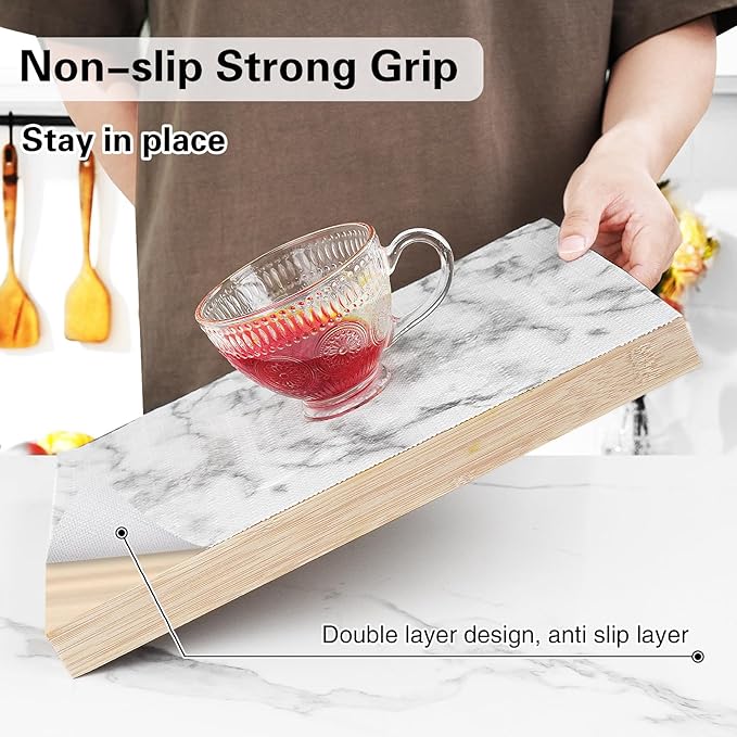 Drawer and Shelf Liner for Kitchen Cabinet,Non-Adhesive Cabinet Liner 12in x 20FT,Waterproof Shelf Paper Non-Slip Mats Cupboard Liners Contact Protect Dresser/Shelves/Table-Marble