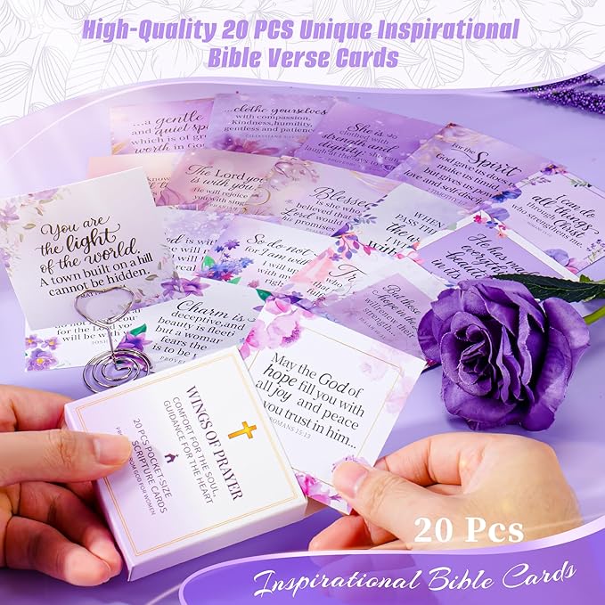 Christian Gifts For Women Faith - Inspirational Religious Birthday Gifts, Purple Spiritual Baptism Baskets For Mom, Grandma, Wife, Mothers, Best Friend, Sister,Catholic&Encouragement Birthday Baskets