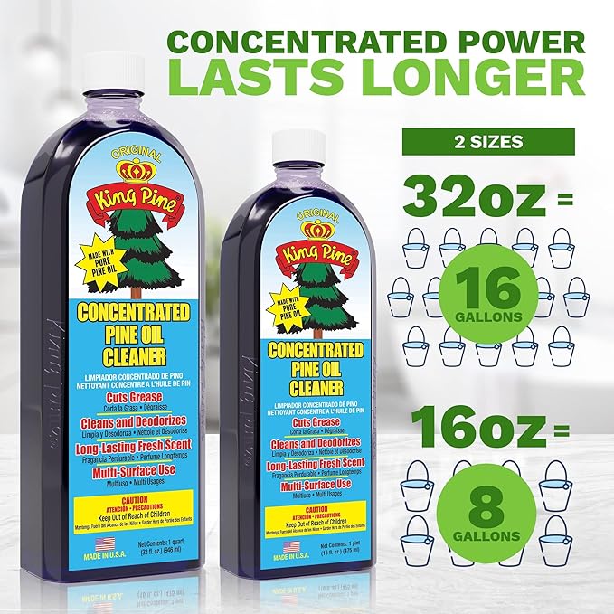 King Pine Concentrated Pine Oil Multi-Surface Cleaner Industrial Strength, Original Black, 32 Fl Oz