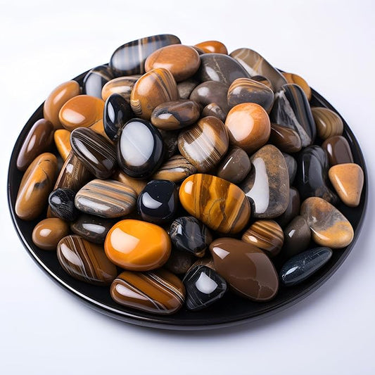 Polished Tigers Eye Crystals - 72 Pcs, 0.5" 10 oz Handpicked Natural Tumbled Gemstones Rocks, Pebbles for Reiki, Chakra, Healing Home Decor