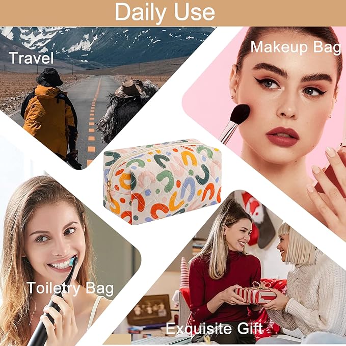 HHQQWZ Makeup Bag Travel Cosmetic Bag for Women Girls, Zipper Make Up Pouch, Floral Flowers Toiletry Organizer Makeup, Portable Storage Bag, Cosmetic Travel Cloth Bag (UU Colourful)